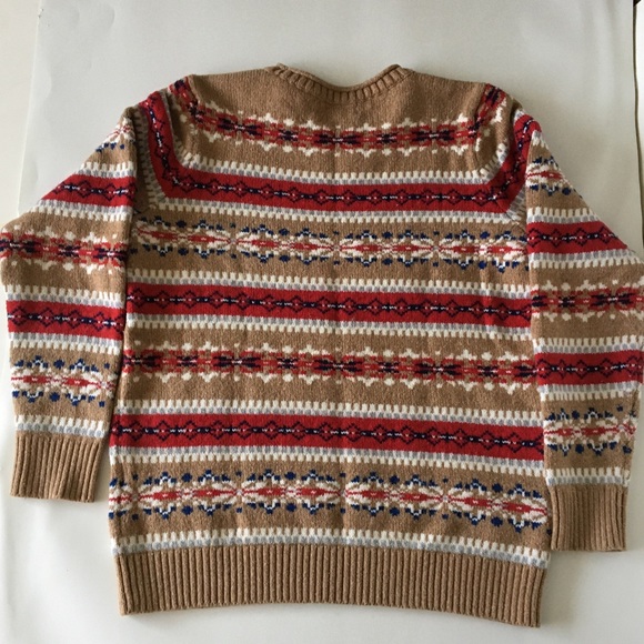 LANDS END Nordic Style Fair Isle Sweater Red Stripes - Picture 6 of 8